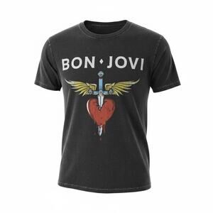 Bon Jovi Dagger Heart Graphic T-Shirt Black Men’s XS/S New Without Tags